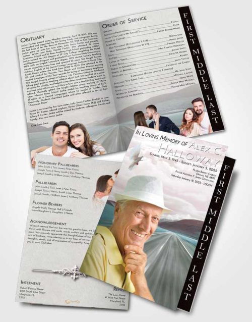 2 Page Graduated Step Fold Funeral Program Template Brochure Morning Morning Highway