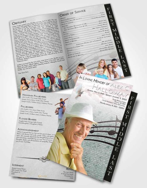 2 Page Graduated Step Fold Funeral Program Template Brochure Morning Portamento