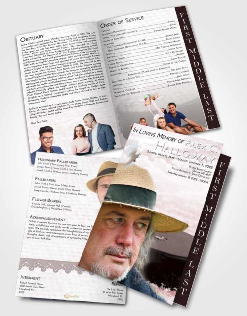 2 Page Graduated Step Fold Funeral Program Template Brochure Morning Puck of Honor