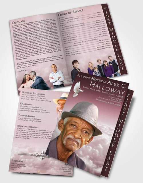 2 Page Graduated Step Fold Funeral Program Template Brochure Morning Return to the Clouds