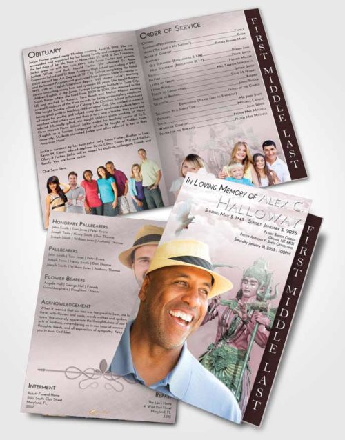 2 Page Graduated Step Fold Funeral Program Template Brochure Morning Shiva Desire