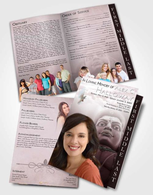 2 Page Graduated Step Fold Funeral Program Template Brochure Morning Shiva Surprise