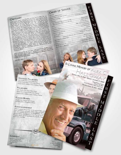2 Page Graduated Step Fold Funeral Program Template Brochure Morning Trucker Days