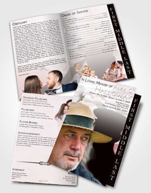 2 Page Graduated Step Fold Funeral Program Template Brochure Morning Veterans Sacrifice