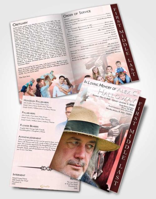 2 Page Graduated Step Fold Funeral Program Template Brochure Peaceful Spiritual Cross