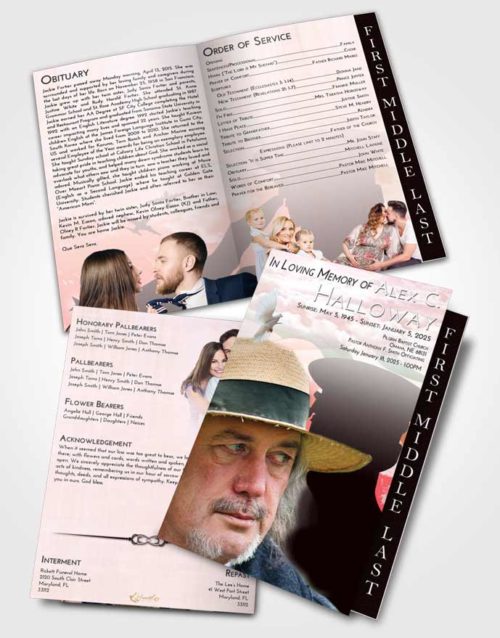 2 Page Graduated Step Fold Funeral Program Template Brochure Peaceful Veterans Sacrifice