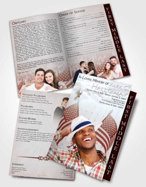 2 Page Graduated Step Fold Funeral Program Template Brochure Ruby Love American Justice