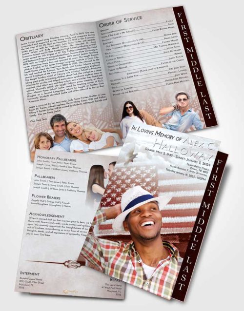 2 Page Graduated Step Fold Funeral Program Template Brochure Ruby Love Army Days