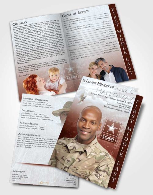 2 Page Graduated Step Fold Funeral Program Template Brochure Ruby Love Army Duty