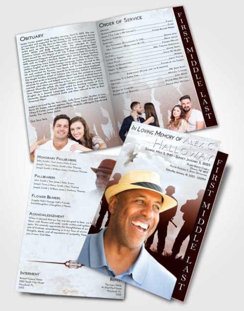 2 Page Graduated Step Fold Funeral Program Template Brochure Ruby Love Army Faith