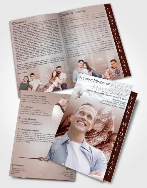 2 Page Graduated Step Fold Funeral Program Template Brochure Ruby Love Army Grit