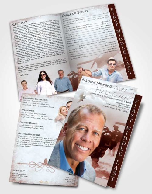 2 Page Graduated Step Fold Funeral Program Template Brochure Ruby Love Army Sacrifice