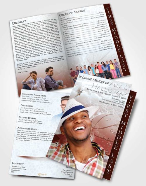 2 Page Graduated Step Fold Funeral Program Template Brochure Ruby Love Basketball Heat