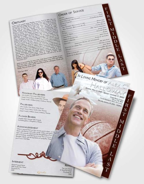 2 Page Graduated Step Fold Funeral Program Template Brochure Ruby Love Basketball Love