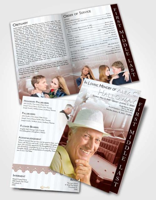 2 Page Graduated Step Fold Funeral Program Template Brochure Ruby Love Billiards Journey