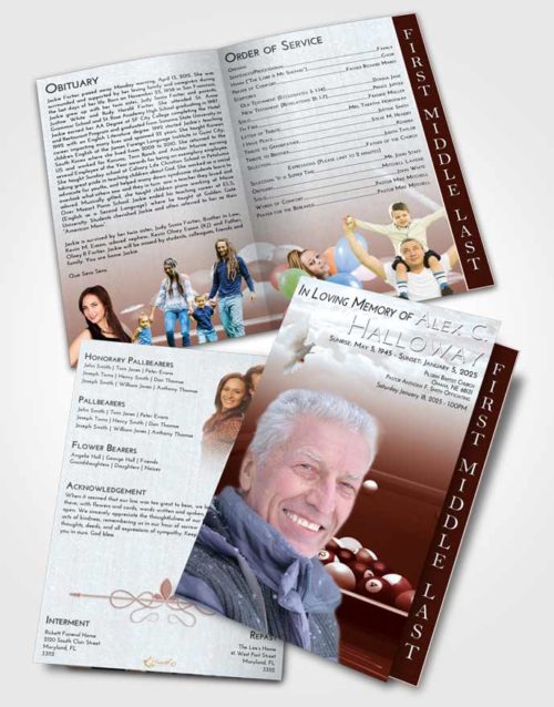 2 Page Graduated Step Fold Funeral Program Template Brochure Ruby Love Billiards Pride
