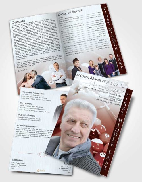 2 Page Graduated Step Fold Funeral Program Template Brochure Ruby Love Billiards Rack