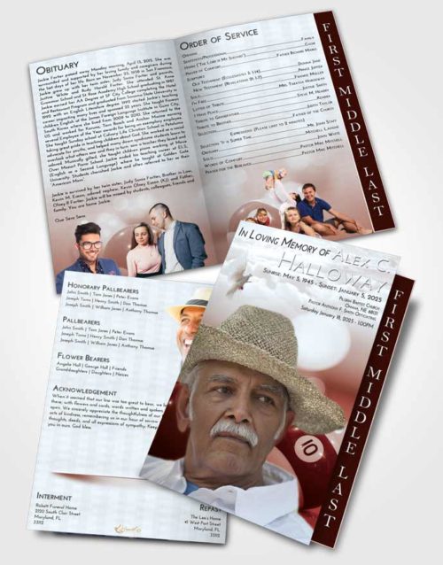 2 Page Graduated Step Fold Funeral Program Template Brochure Ruby Love Billiards Tranquility