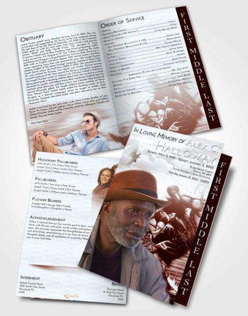 2 Page Graduated Step Fold Funeral Program Template Brochure Ruby Love Boxing Animation