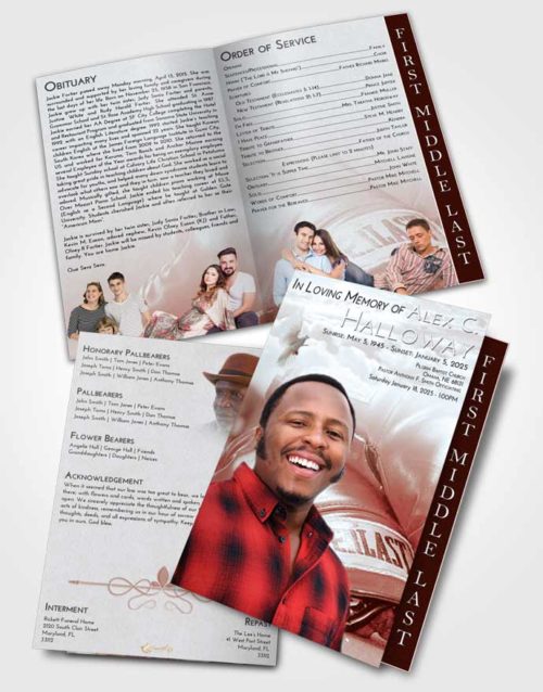 2 Page Graduated Step Fold Funeral Program Template Brochure Ruby Love Boxing Everlast