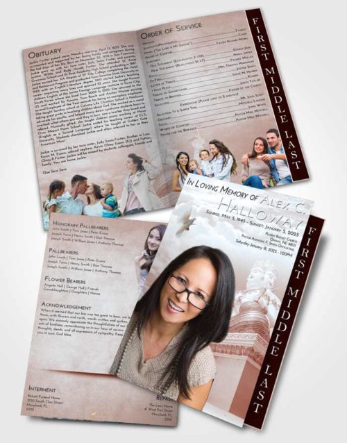 2 Page Graduated Step Fold Funeral Program Template Brochure Ruby Love Brahma Mystery