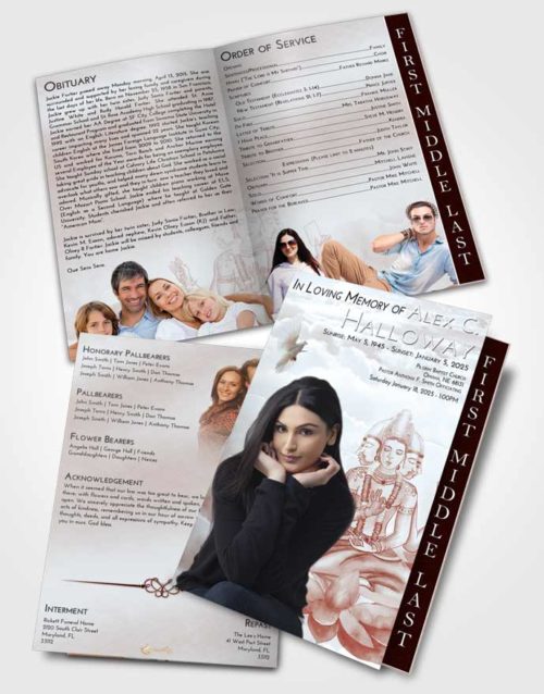 2 Page Graduated Step Fold Funeral Program Template Brochure Ruby Love Brahma Surprise
