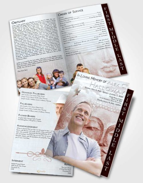 2 Page Graduated Step Fold Funeral Program Template Brochure Ruby Love Buddha Praise