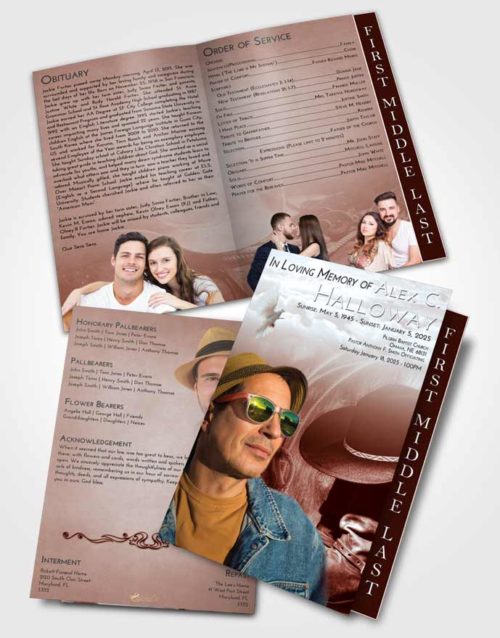 2 Page Graduated Step Fold Funeral Program Template Brochure Ruby Love Cowboy Desire