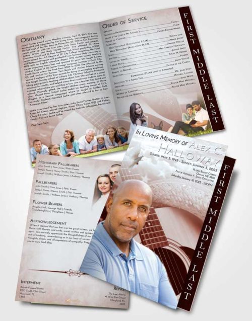 2 Page Graduated Step Fold Funeral Program Template Brochure Ruby Love Cowboy Heaven