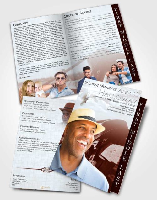 2 Page Graduated Step Fold Funeral Program Template Brochure Ruby Love Cowboy Honor