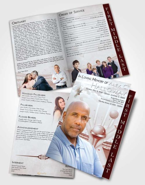2 Page Graduated Step Fold Funeral Program Template Brochure Ruby Love Cricket Honor