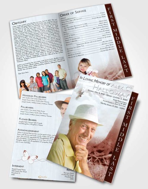 2 Page Graduated Step Fold Funeral Program Template Brochure Ruby Love Deep Roots