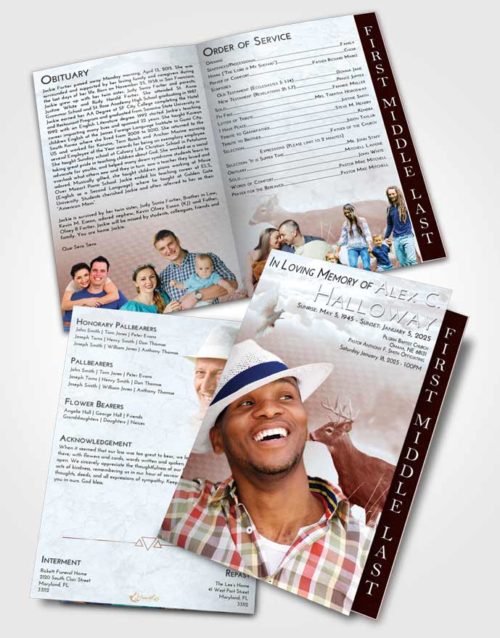 2 Page Graduated Step Fold Funeral Program Template Brochure Ruby Love Deer Game