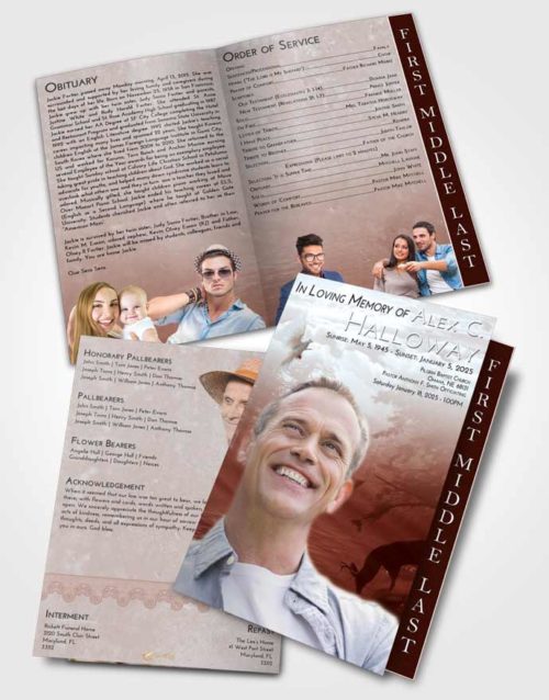 2 Page Graduated Step Fold Funeral Program Template Brochure Ruby Love Deer Hunt