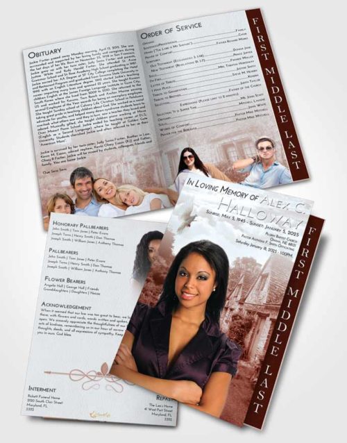 2 Page Graduated Step Fold Funeral Program Template Brochure Ruby Love European Home