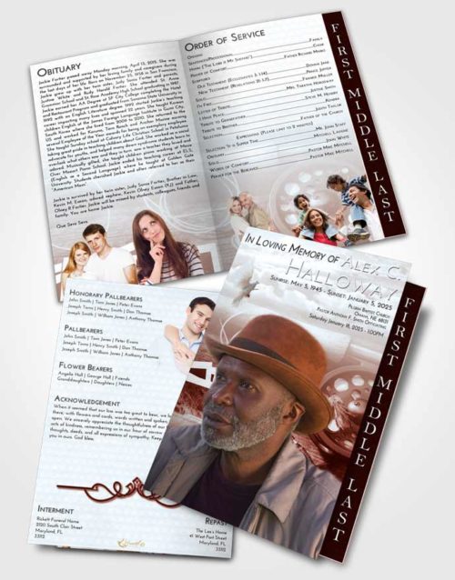 2 Page Graduated Step Fold Funeral Program Template Brochure Ruby Love Fishing Pride