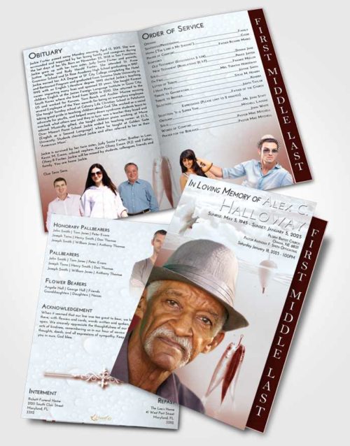 2 Page Graduated Step Fold Funeral Program Template Brochure Ruby Love Fishing in the Sea