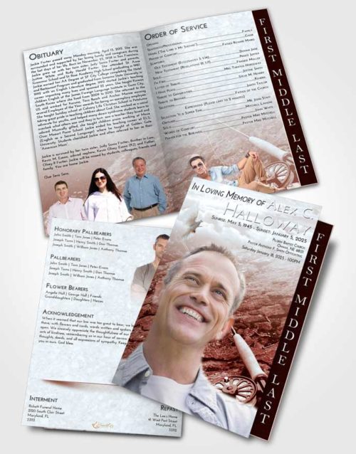 2 Page Graduated Step Fold Funeral Program Template Brochure Ruby Love Fishing on the Rocks
