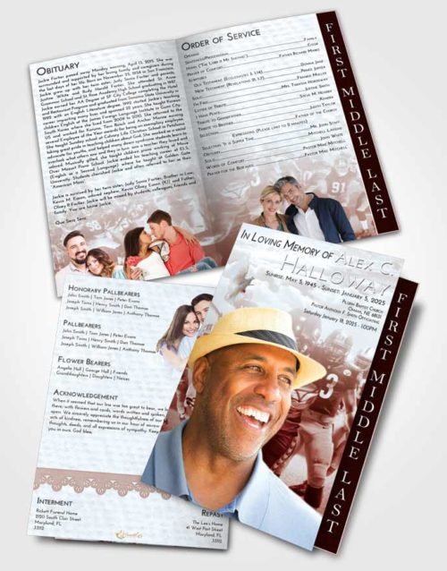 2 Page Graduated Step Fold Funeral Program Template Brochure Ruby Love Football Destiny