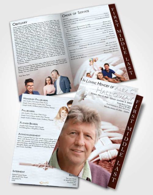 2 Page Graduated Step Fold Funeral Program Template Brochure Ruby Love Football Life