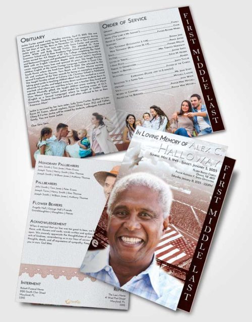 2 Page Graduated Step Fold Funeral Program Template Brochure Ruby Love Football Stadium