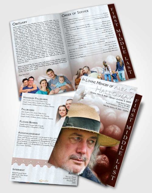 2 Page Graduated Step Fold Funeral Program Template Brochure Ruby Love Foul Ball