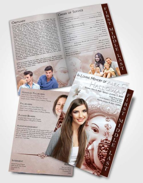 2 Page Graduated Step Fold Funeral Program Template Brochure Ruby Love Ganesha Desire