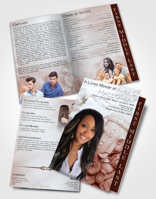 2 Page Graduated Step Fold Funeral Program Template Brochure Ruby Love Ganesha Divinity