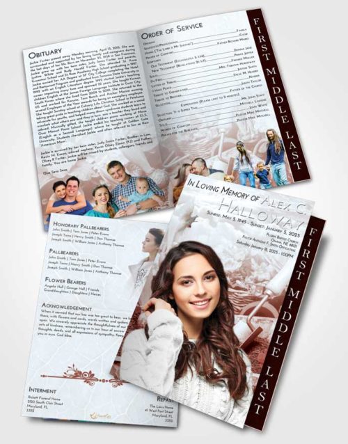 2 Page Graduated Step Fold Funeral Program Template Brochure Ruby Love Gardening Memories