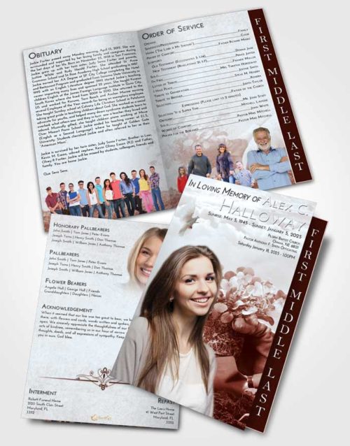 2 Page Graduated Step Fold Funeral Program Template Brochure Ruby Love Gardening Passion