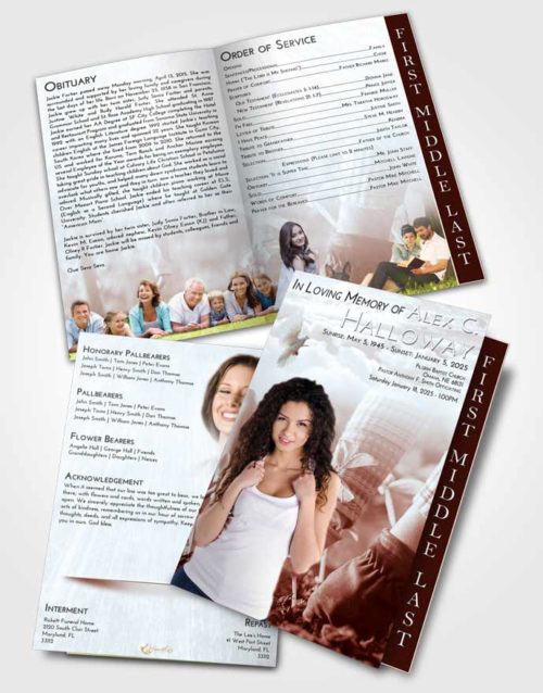 2 Page Graduated Step Fold Funeral Program Template Brochure Ruby Love Gardening Star