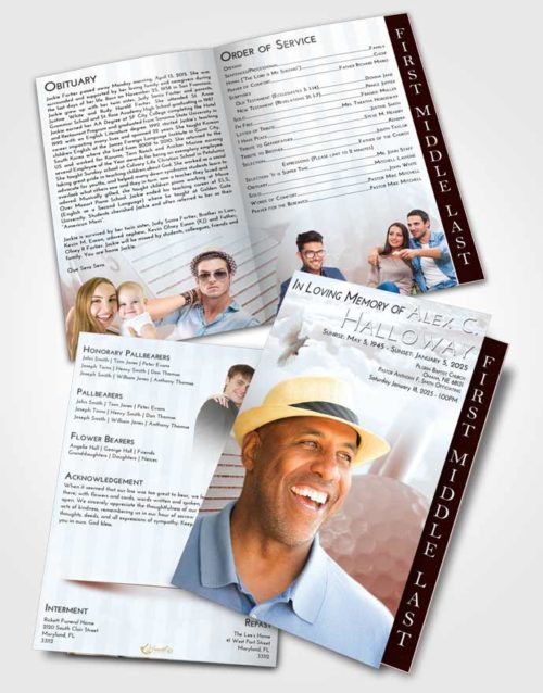 2 Page Graduated Step Fold Funeral Program Template Brochure Ruby Love Golf Day