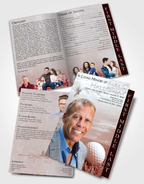 2 Page Graduated Step Fold Funeral Program Template Brochure Ruby Love Golf Serenity