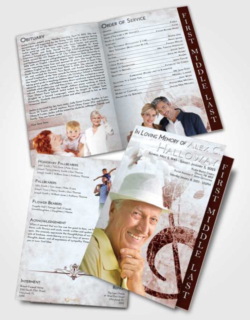 2 Page Graduated Step Fold Funeral Program Template Brochure Ruby Love Harmonica